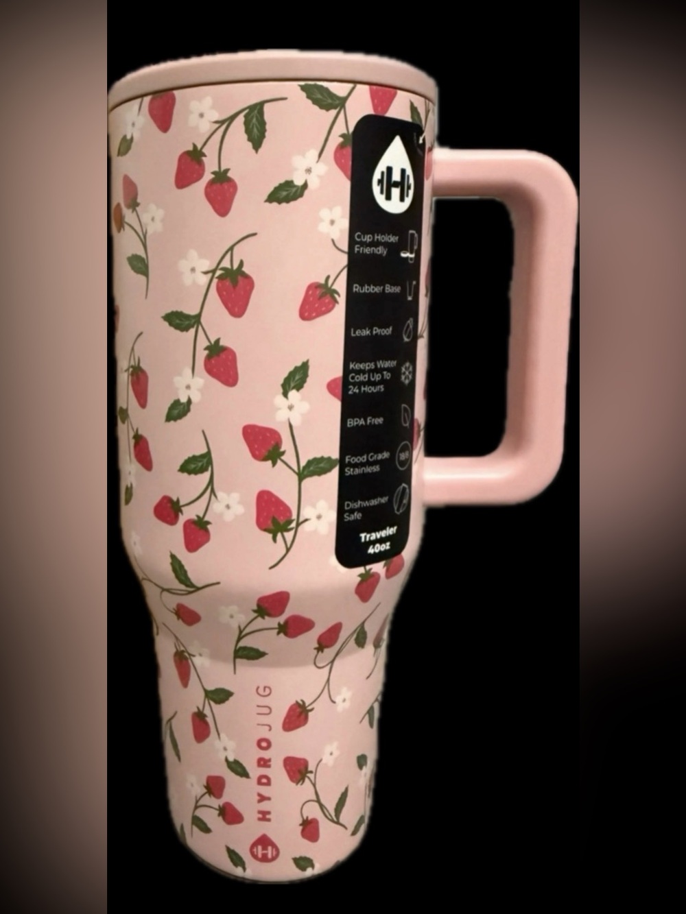 Hydrojug Pink Strawberry 40 Ounce Tumbler NEW with tags & box